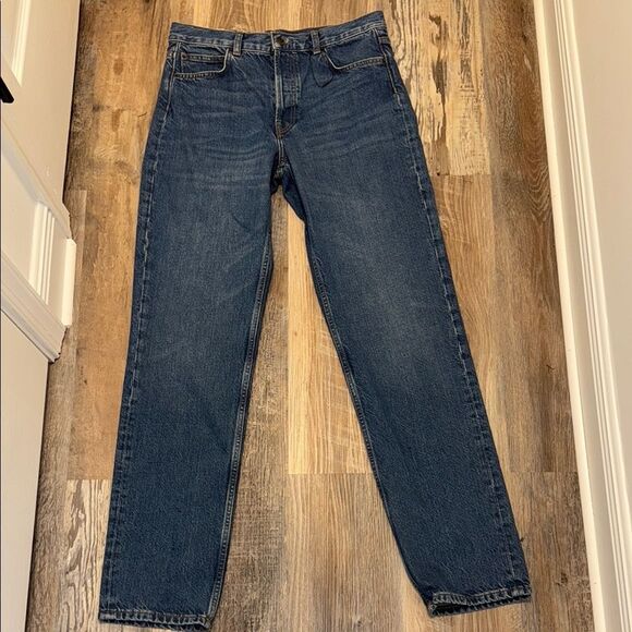 ZARA Blue Straight-Leg Jeans with Faded Wash size 6 - Picture 1 of 6